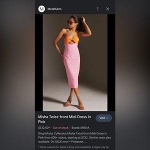 Misha midi dress orange and pink